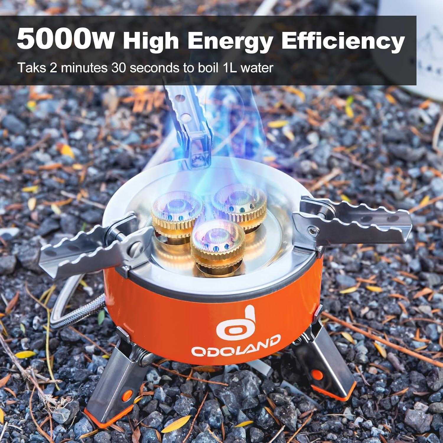 Estufa de Camping Portátil Odoland 5000W Gas Ligera Plegable