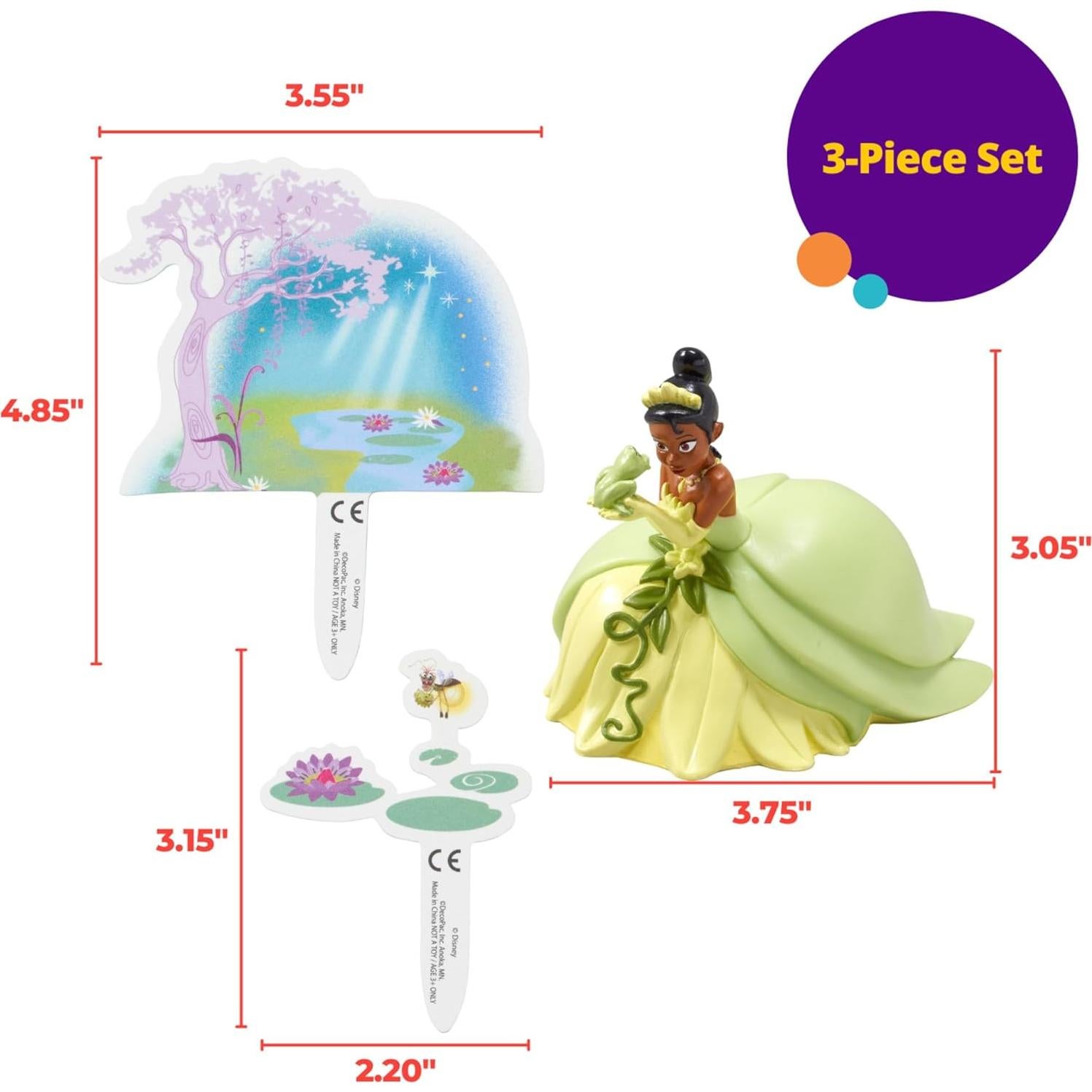 Adorno de Pastel DecoSet Princesa Disney Tiana 3 Piezas