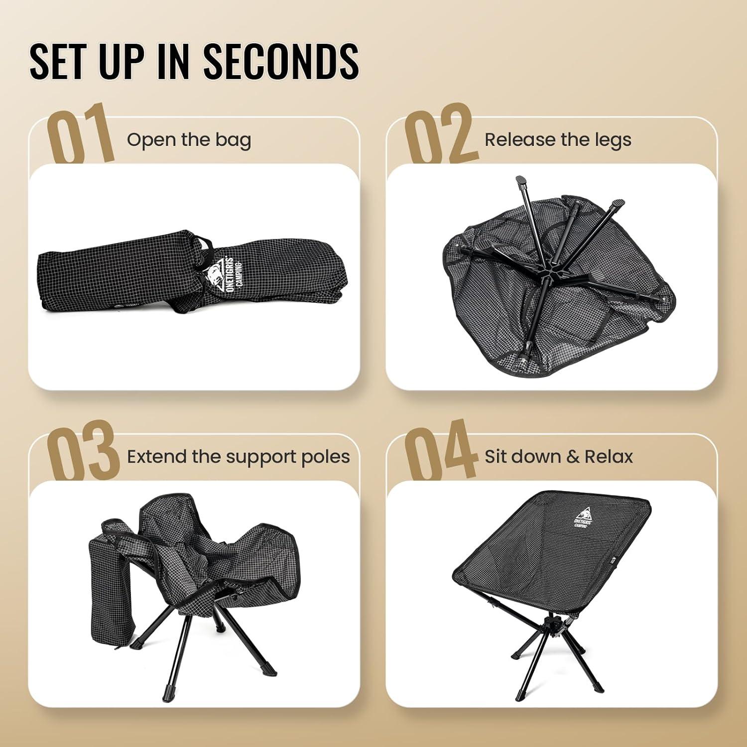 Silla de Camping Plegable OneTigris FORREST 1.18 kg 150 kg