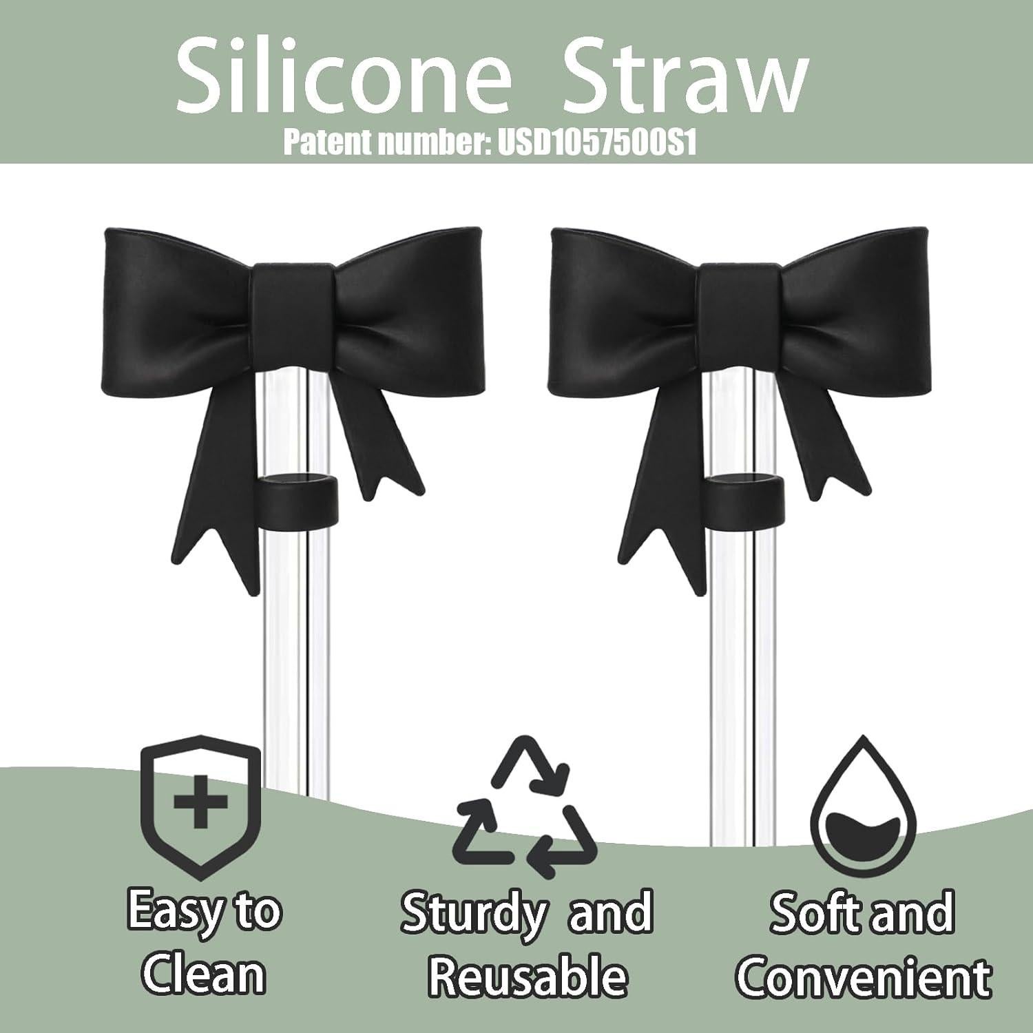 Cubiertas de Pajita de Silicona DJAIOD 4 Pcs 10mm Negro