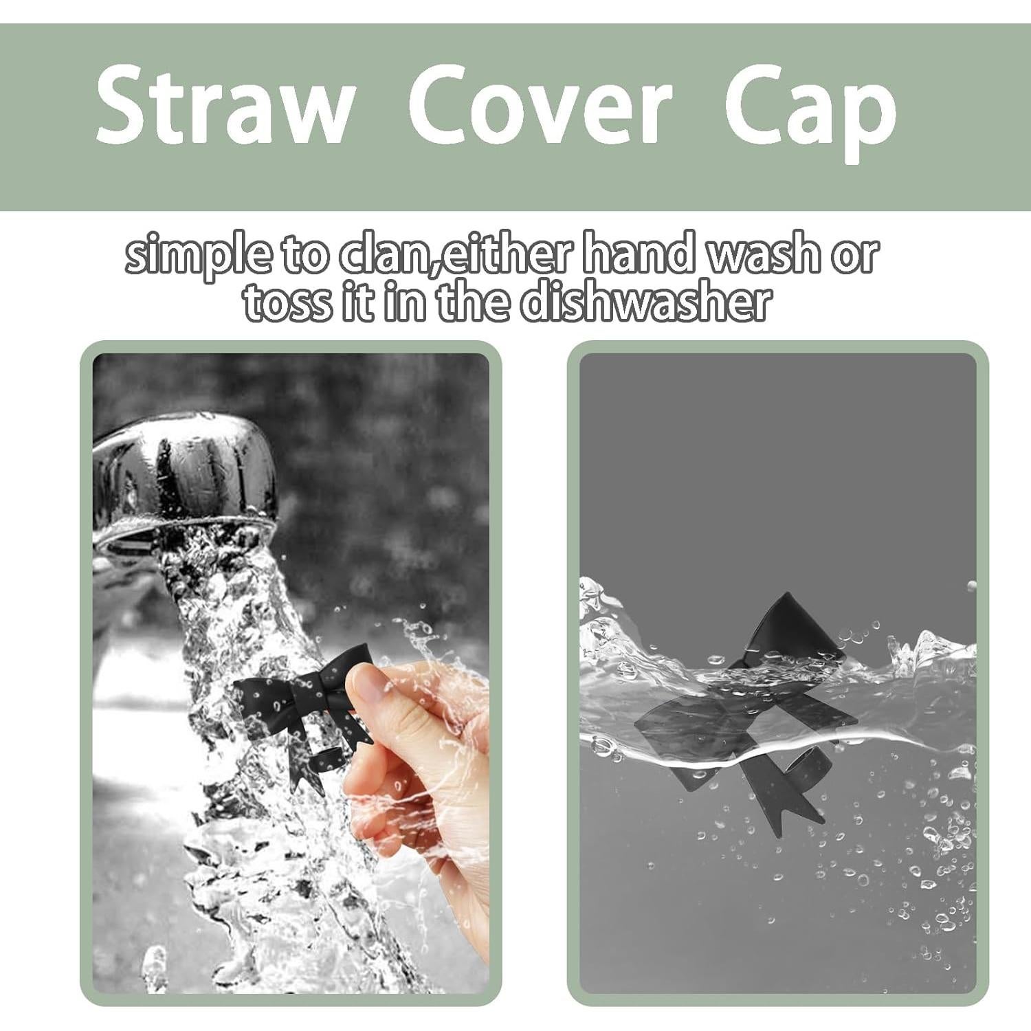 Cubiertas de Pajita de Silicona DJAIOD 4 Pcs 10mm Negro