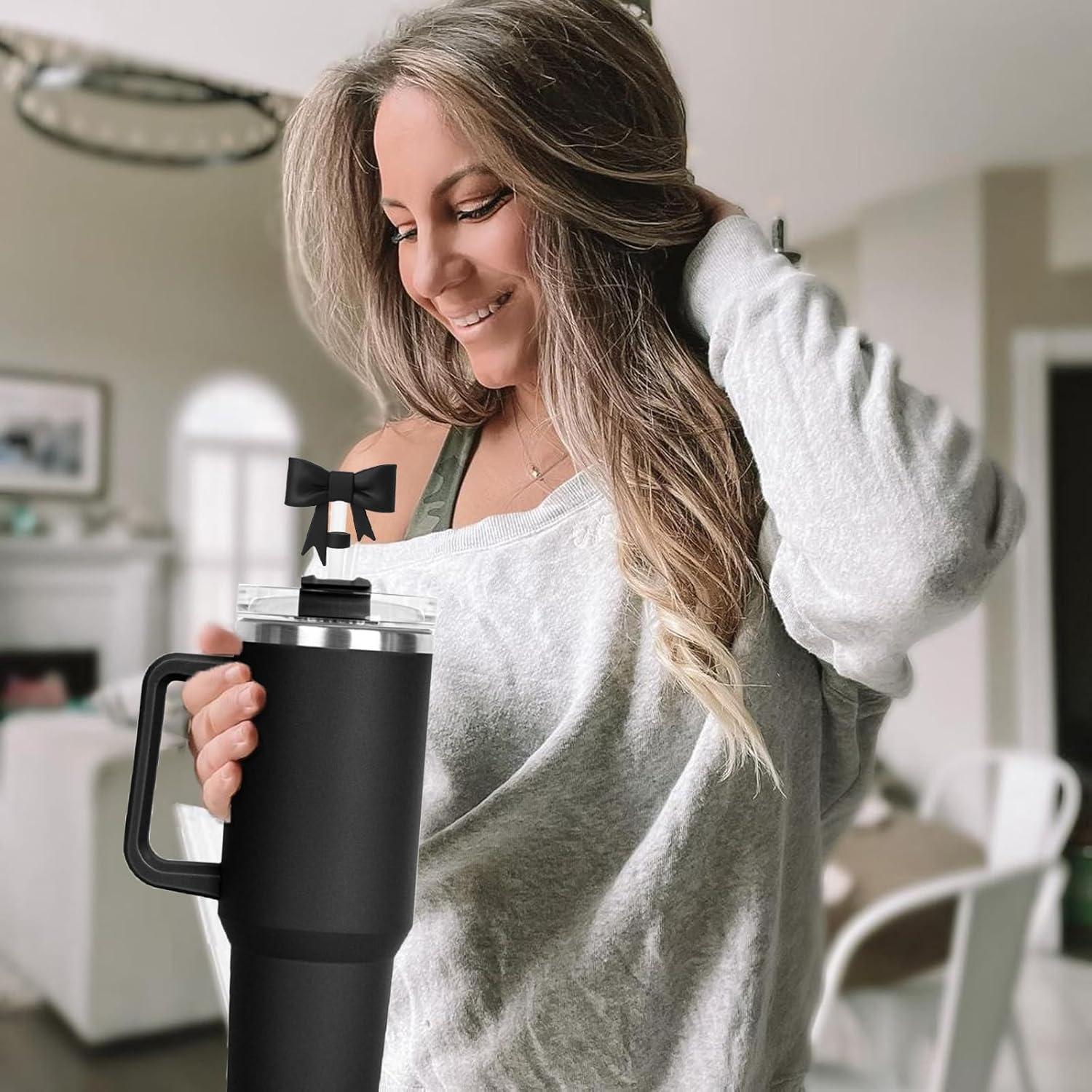 Cubiertas de Pajita de Silicona DJAIOD 4 Pcs 10mm Negro