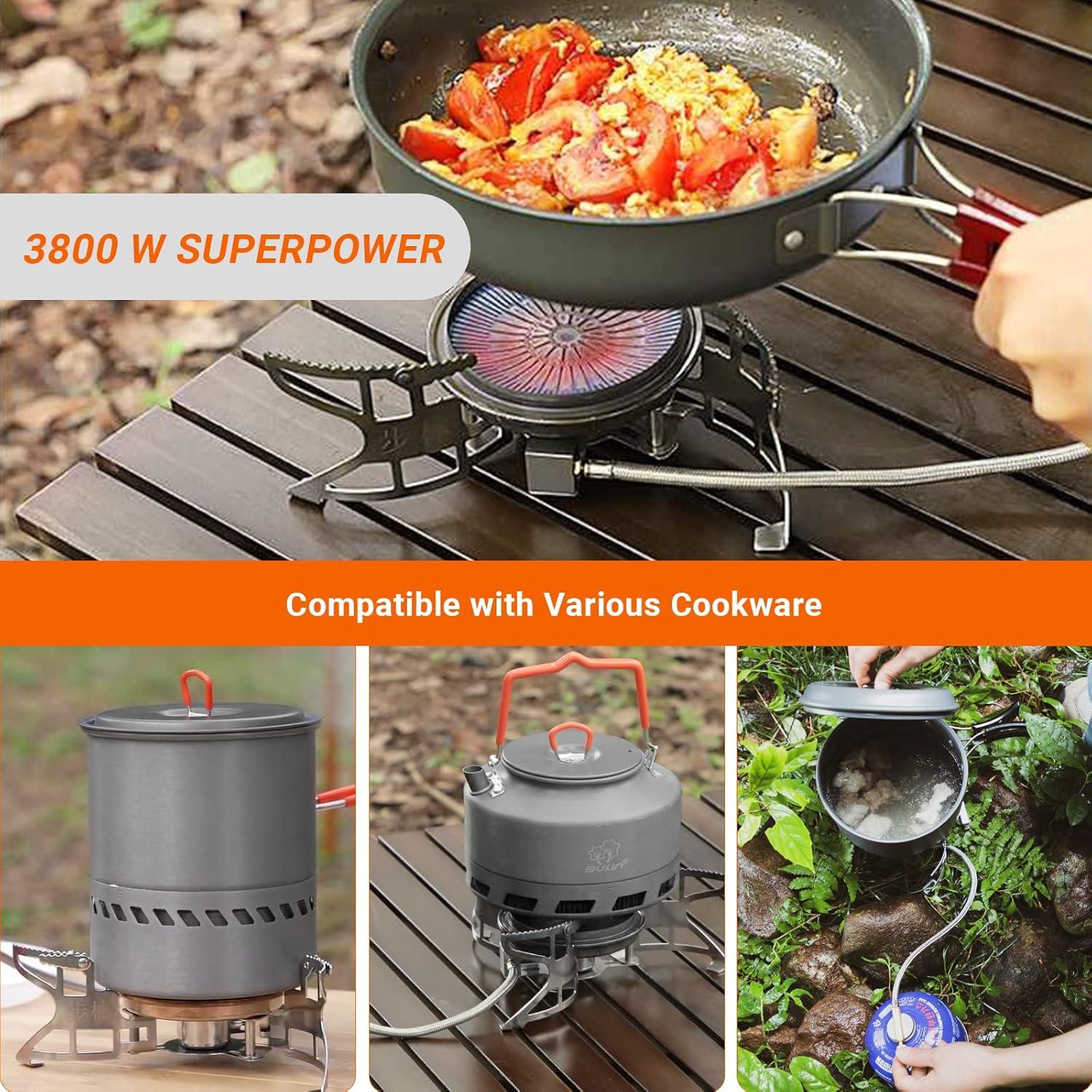Bulin Camping Stove Burner 3500W/3800W/5800W/6800W/18000W Adjustable Ultralight Backpacking Stove Windproof Camp Portable Propane Stove for Camping Hiking Backpack Outdoor