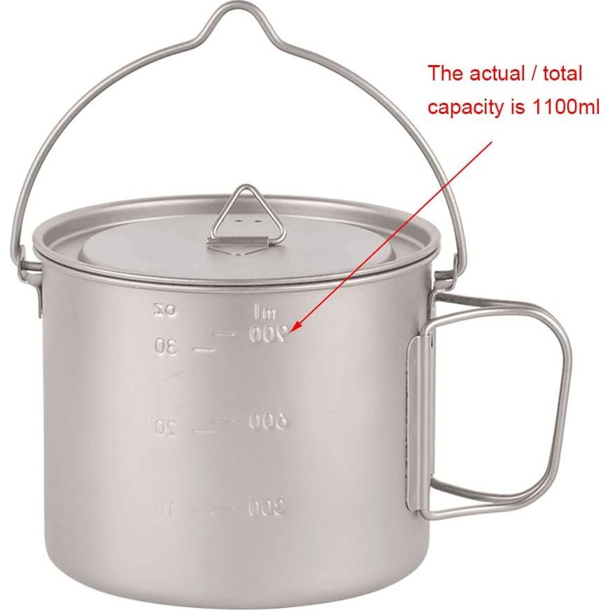 Olla de Titanio Lixada 1100ml Ultraligera Plegable Camping