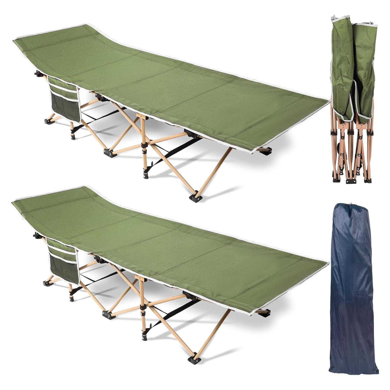 Cama de Camping Plegable Wenqik 204 kg Verde Militar 2 Piezas
