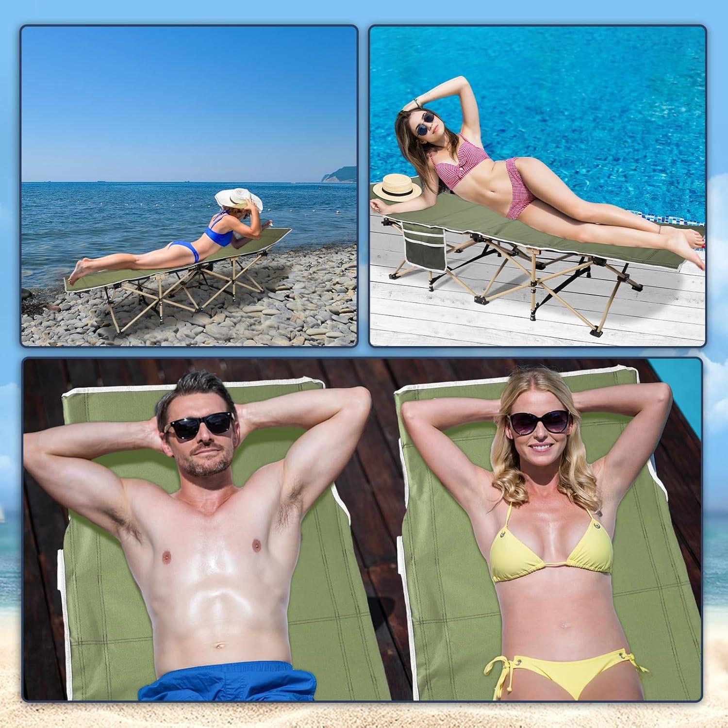 Cama de Camping Plegable Wenqik 204 kg Verde Militar 2 Piezas