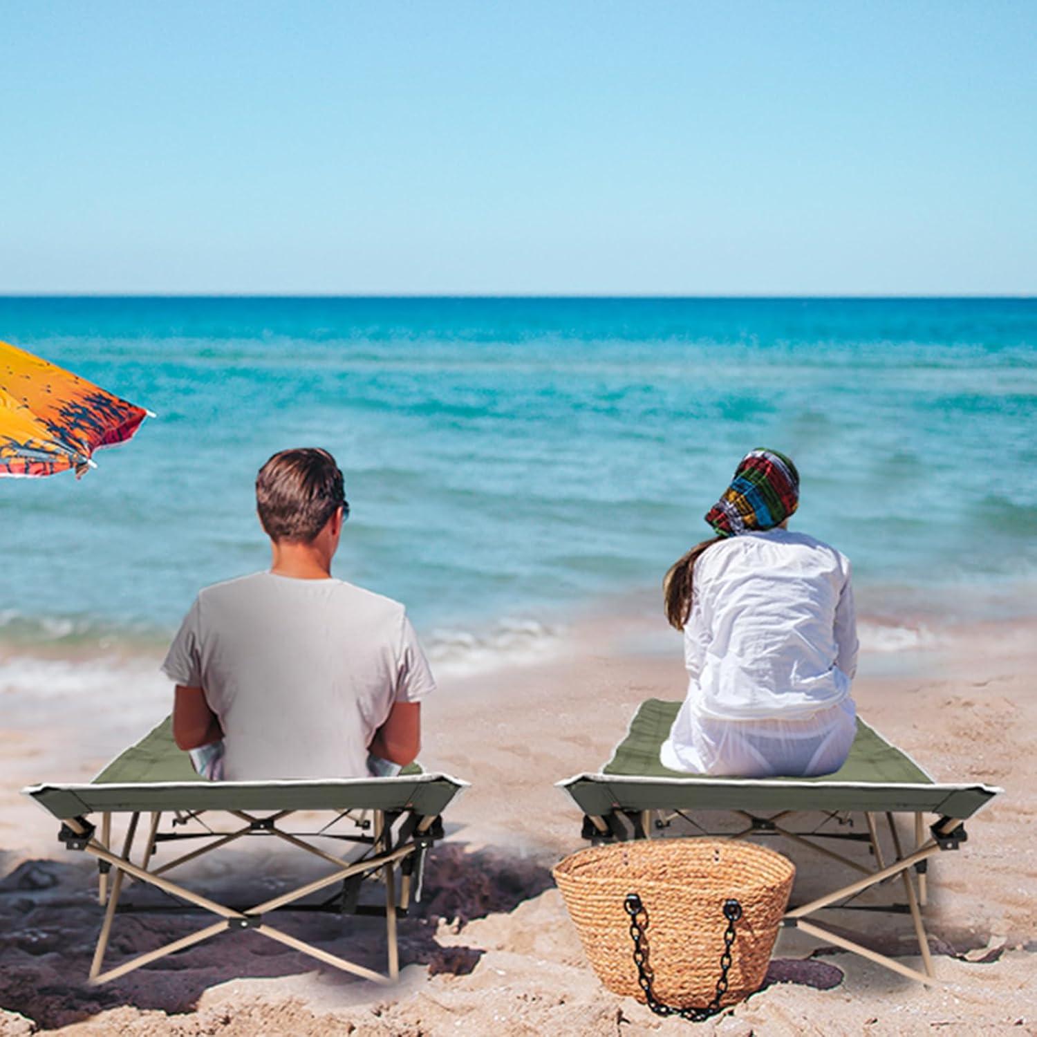 Cama de Camping Plegable Wenqik 204 kg Verde Militar 2 Piezas