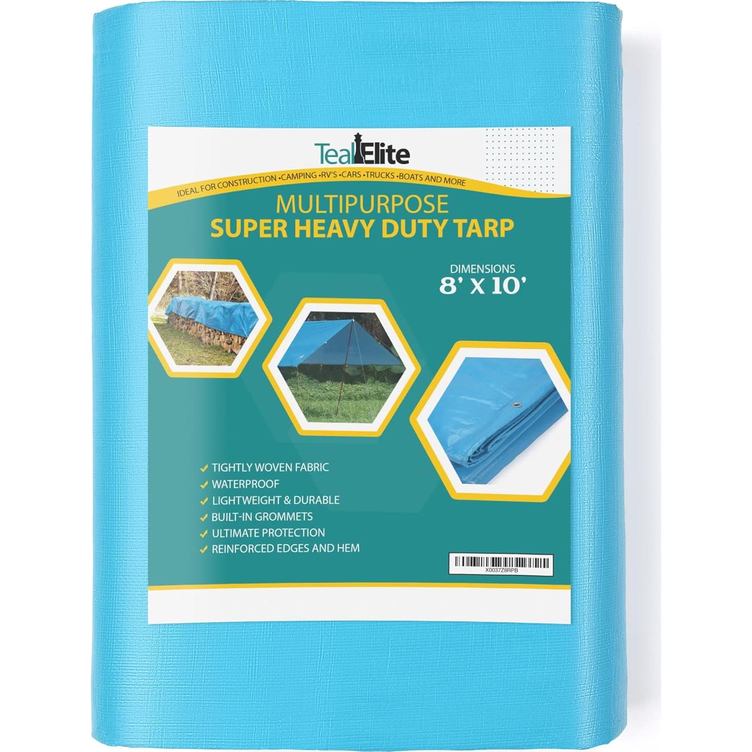 Lona Impermeable Teal Elite 2.44x3.05m Resistente UV y Desgarros