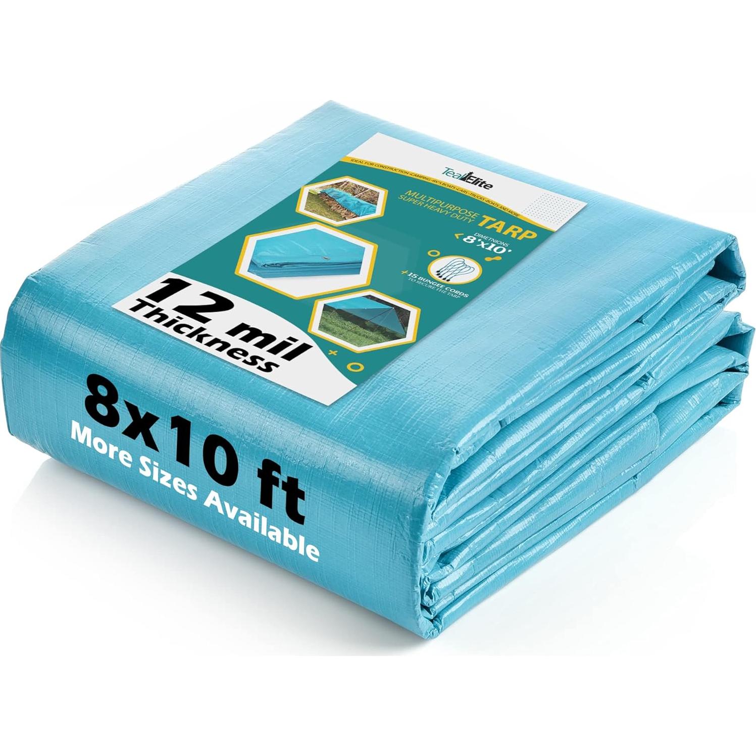 Lona Impermeable Teal Elite 2.44x3.05m Resistente UV y Desgarros