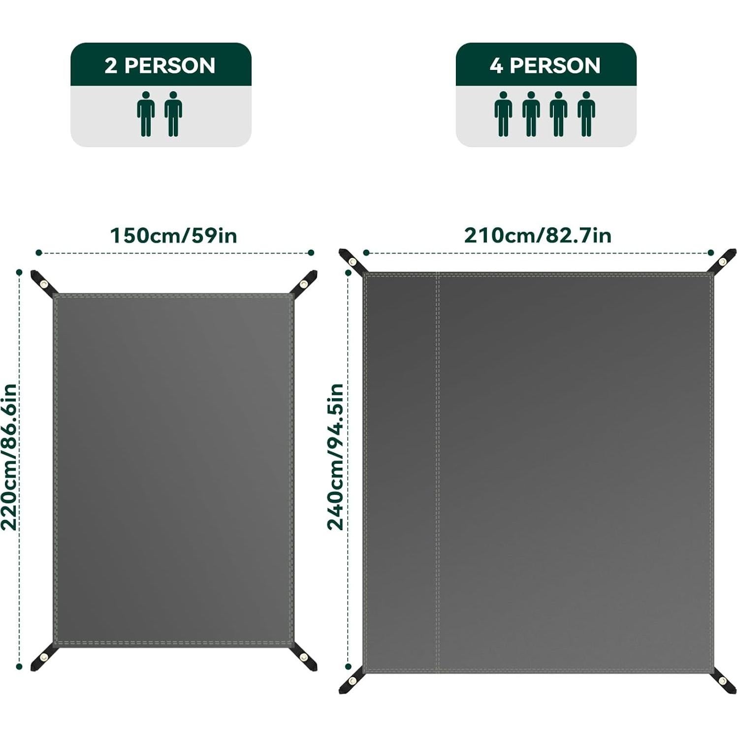 Huella de tienda JAICOM 2 personas 219x150cm impermeable