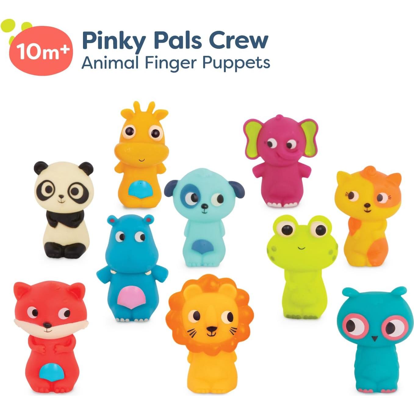 Marionetas de Dedo B. toys - 10 Animales Coloridos - 10 Meses+