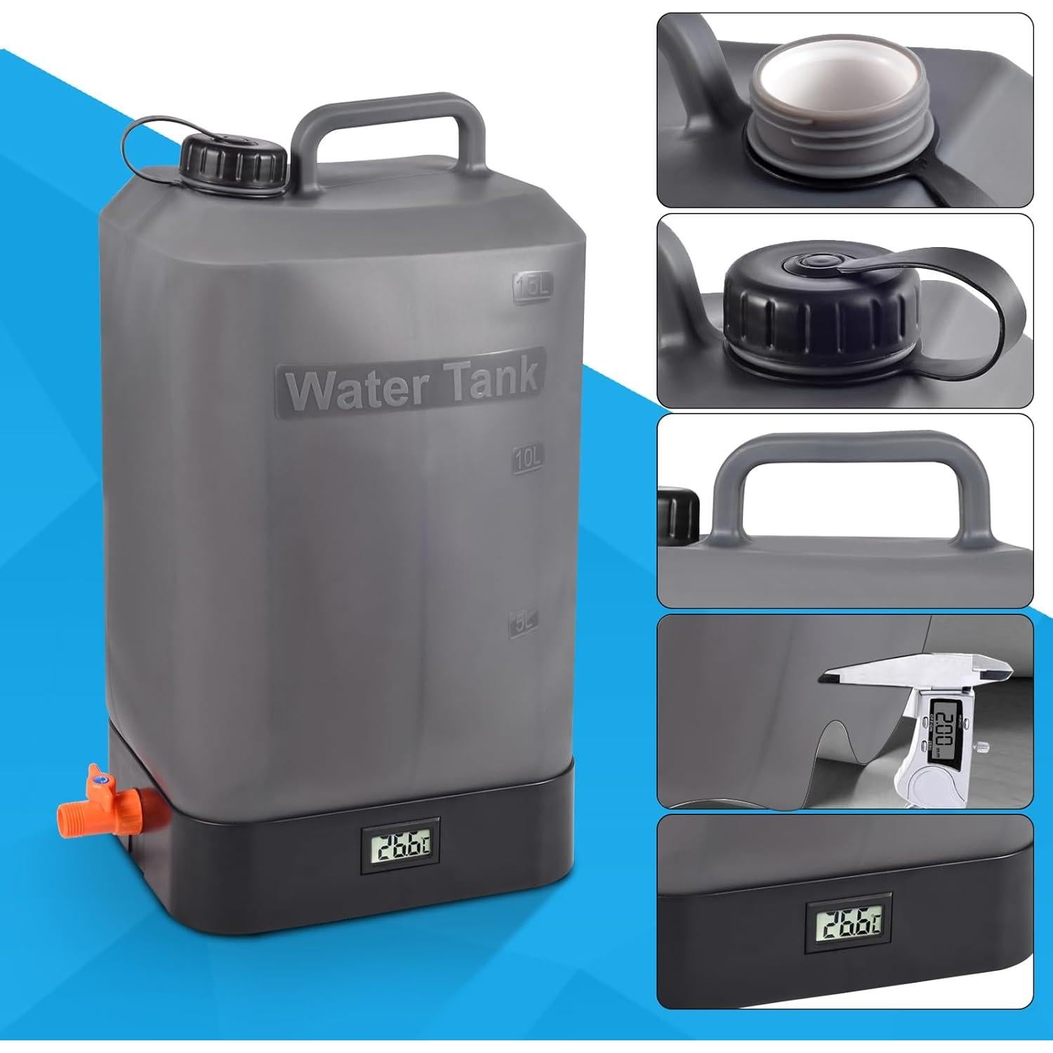 Ducha portátil AZXJC 16L con calefacción solar y 8 modos