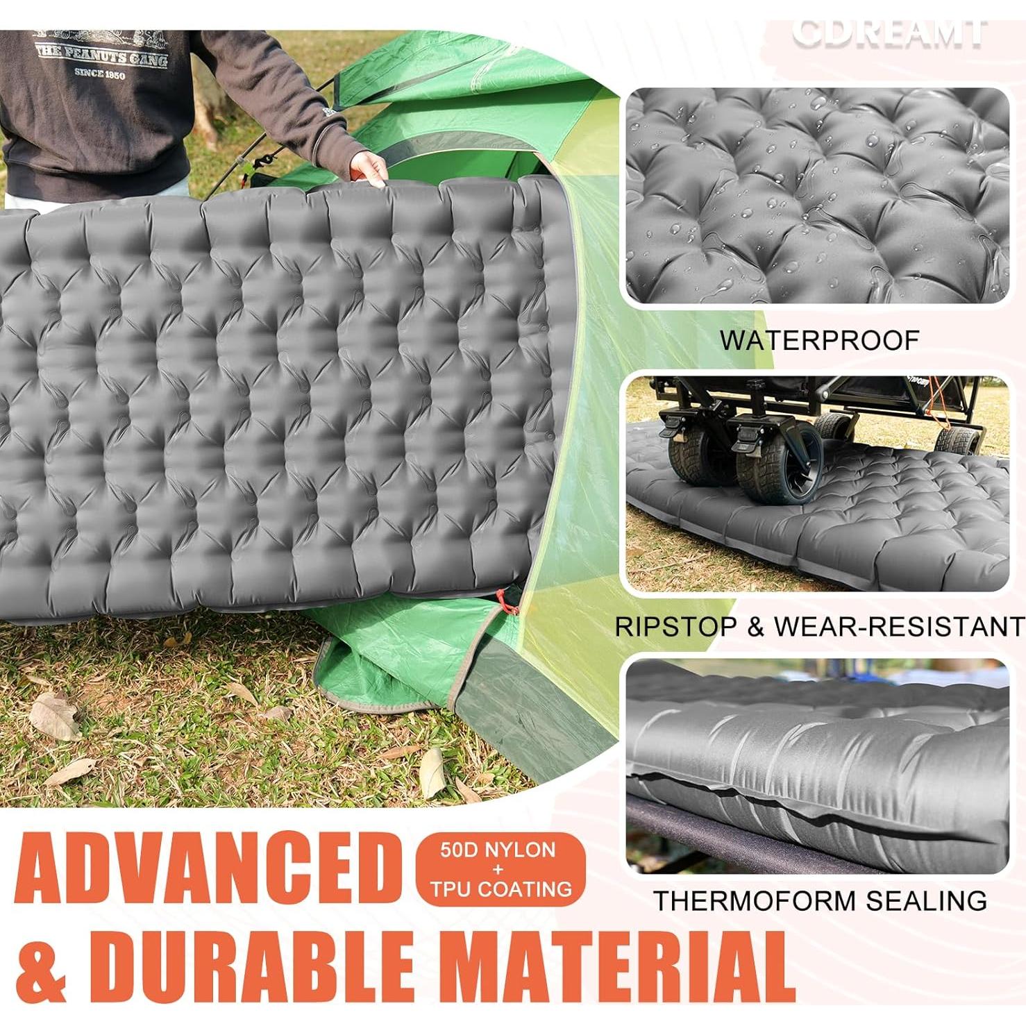 Colchón Inflable GDREAMT R-ColchonetaDeDormir 10 cm con Bomba