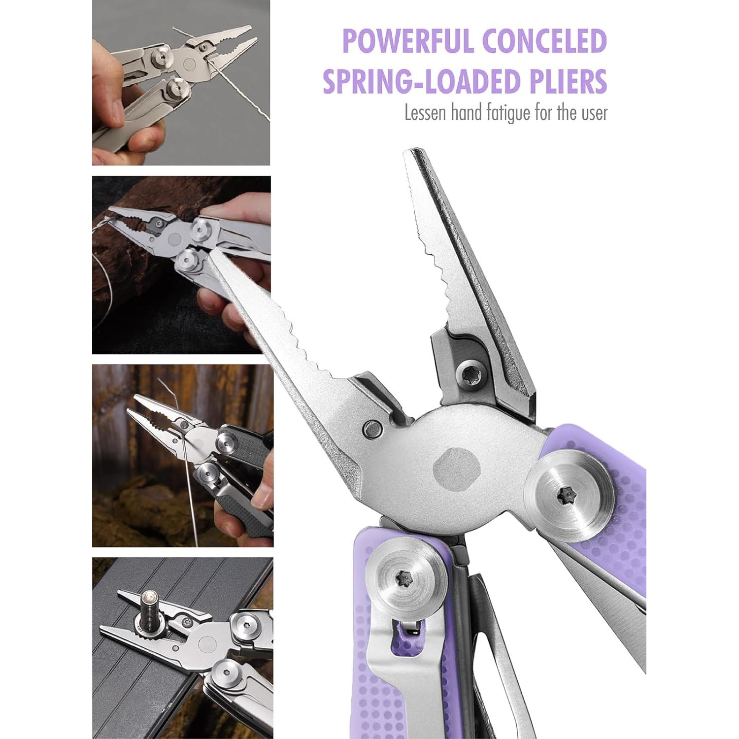 Multiherramienta FantastiCAR 14 en 1 Púrpura - Alicates, Cuchillo y Más