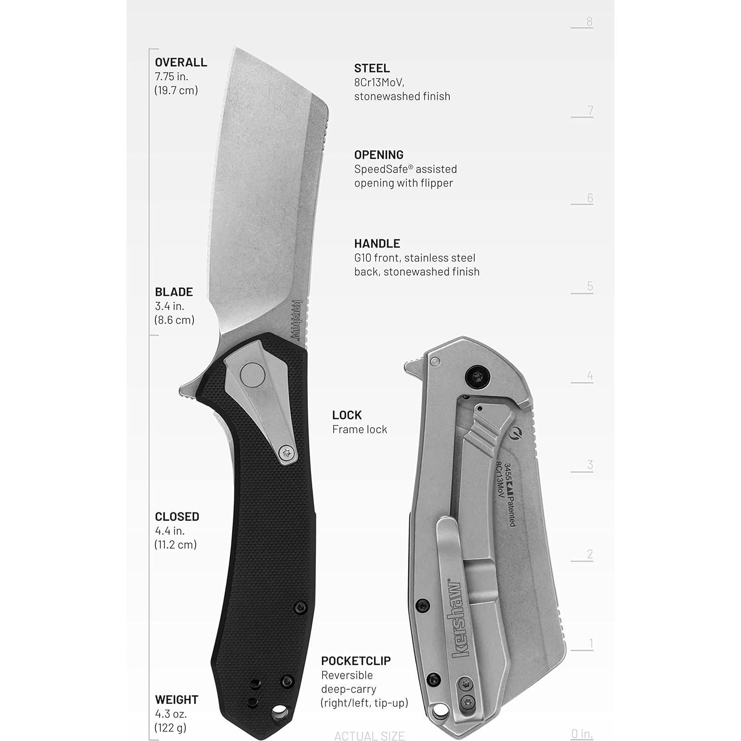 Cuchillo de bolsillo Kershaw Bracket 8.89 cm acero inoxidable