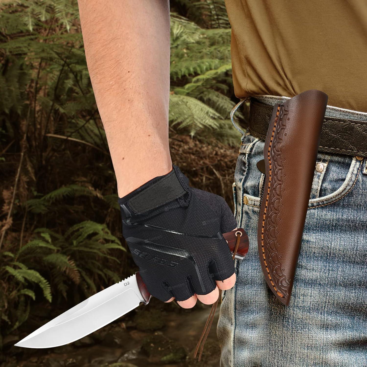 Cuchillo de Caza Fijo Benkey D2 con Funda de Cuero 23.5 cm