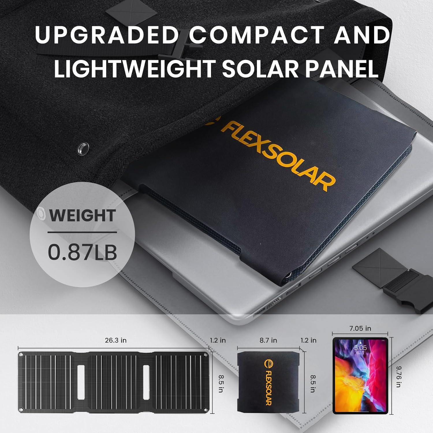 [Upgraded] 20W Portable Solar Panel, High Efficiency ETFE Foldable Small Solar Panels with 5V USB A/USB C Ports, IP67 Waterproof Power Emergency Solar Charger for Phone Power Bank Camping Backpacking