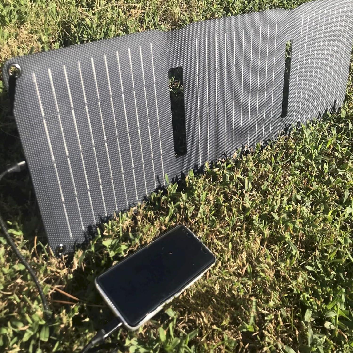 [Upgraded] 20W Portable Solar Panel, High Efficiency ETFE Foldable Small Solar Panels with 5V USB A/USB C Ports, IP67 Waterproof Power Emergency Solar Charger for Phone Power Bank Camping Backpacking