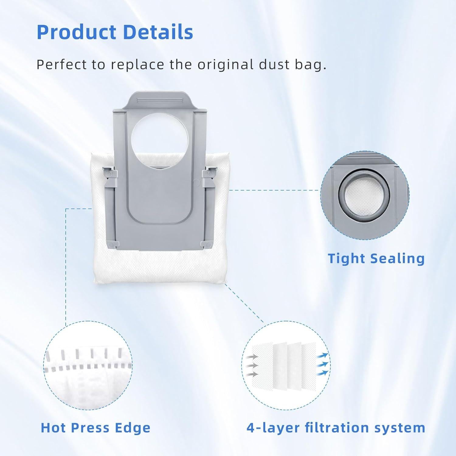 16 Bolsas de Polvo Compatibles para Roborock Qrevo y S8 Max