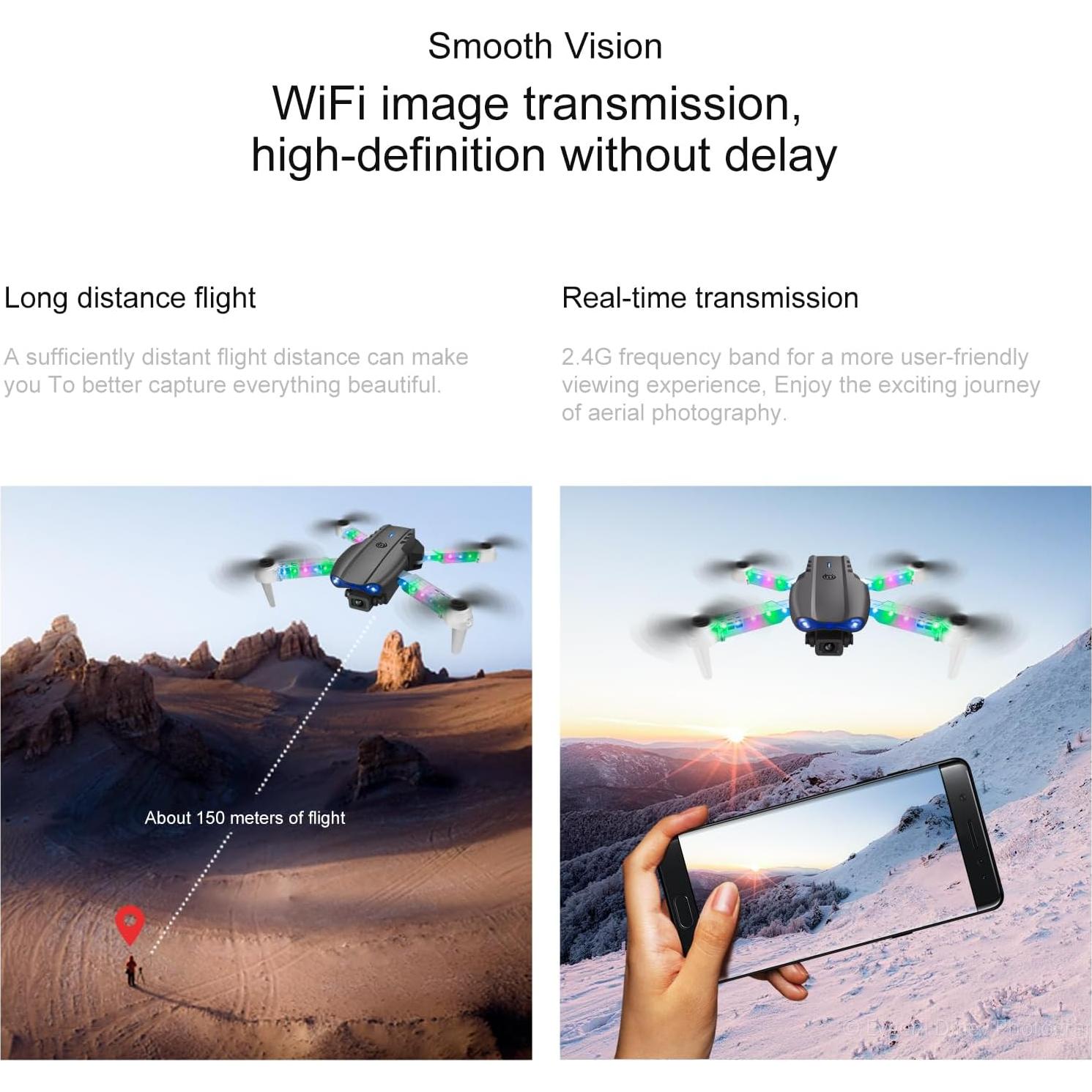 Drone ikaufen E99 con Doble Cámara 480p Plegable Negro