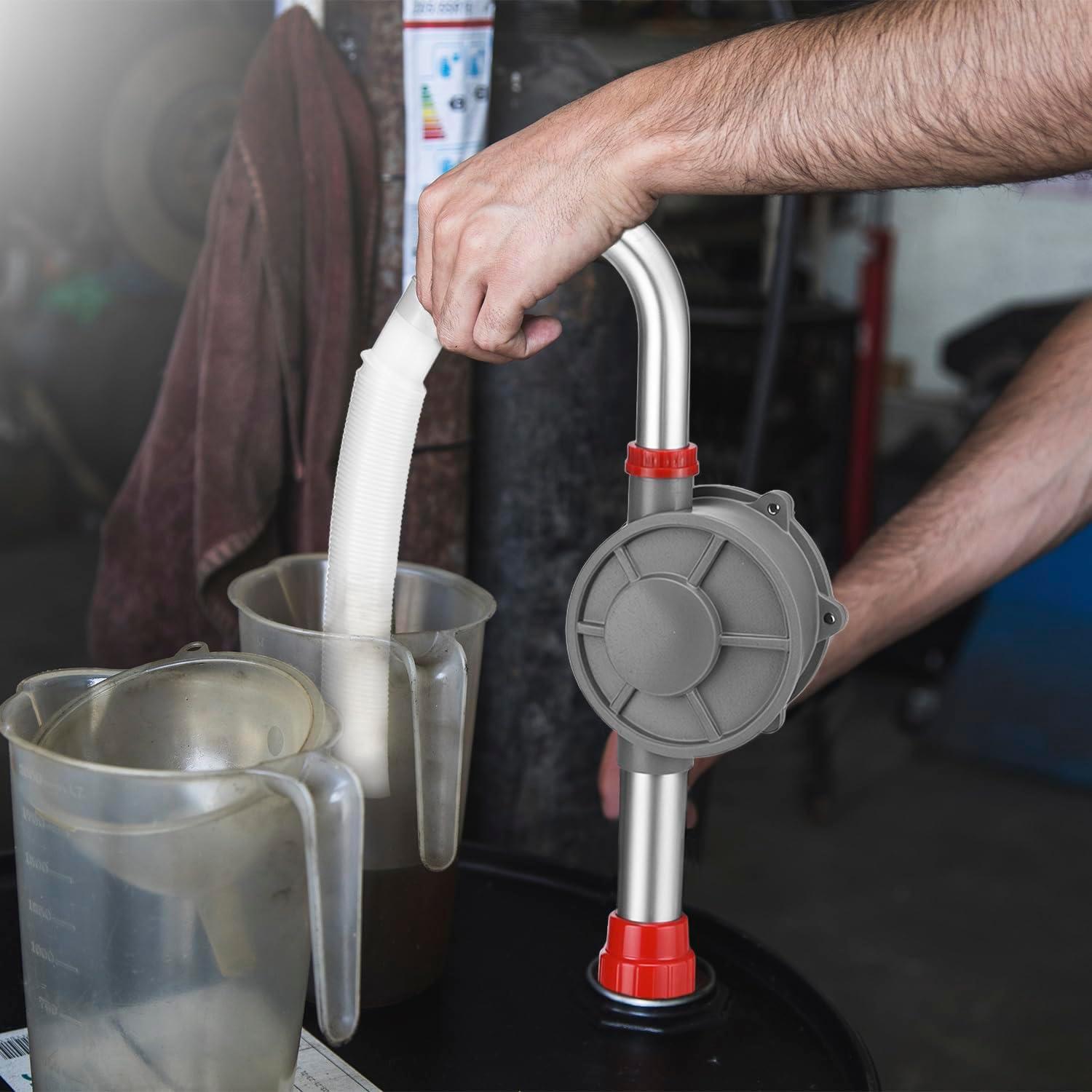 Bomba de Mano Rotativa QWORK de Aluminio para Aceite y Diésel