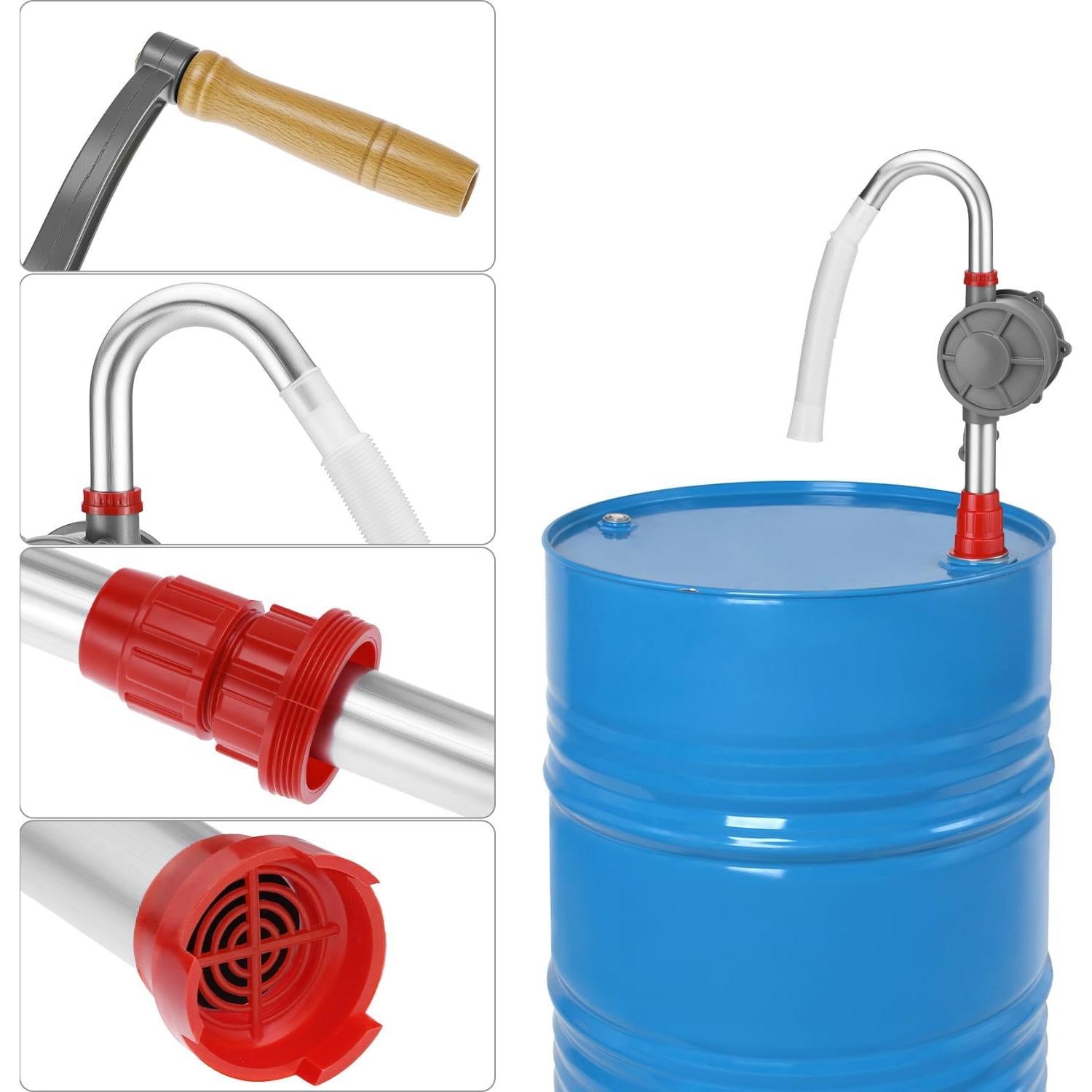 Bomba de Mano Rotativa QWORK de Aluminio para Aceite y Diésel