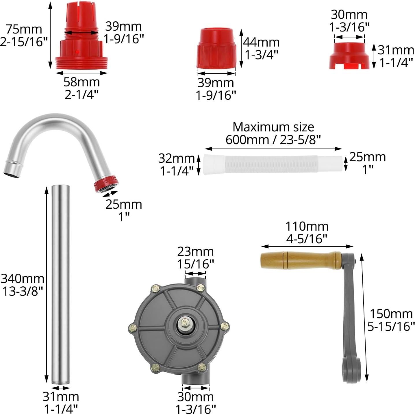 Bomba de Mano Rotativa QWORK de Aluminio para Aceite y Diésel