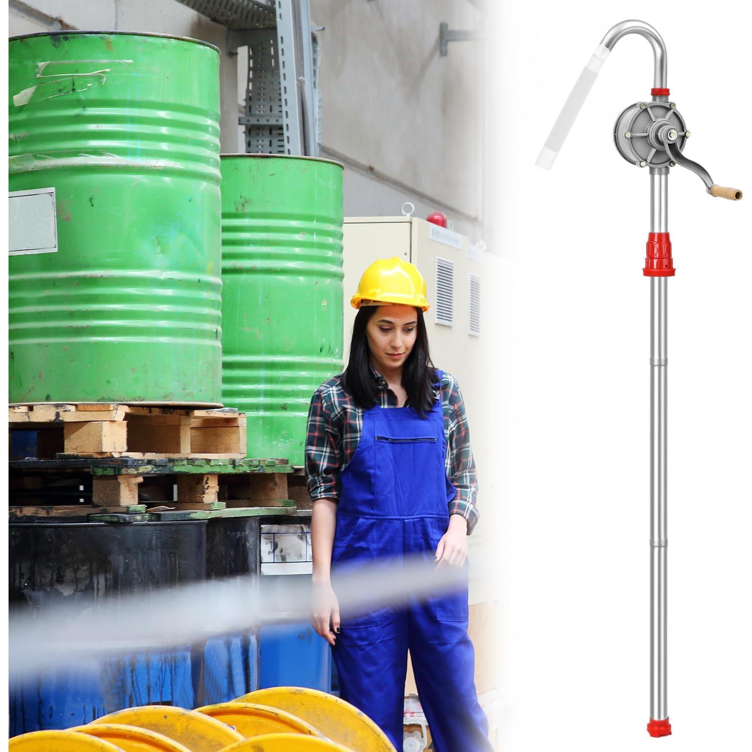 Bomba de Mano Rotativa QWORK de Aluminio para Aceite y Diésel