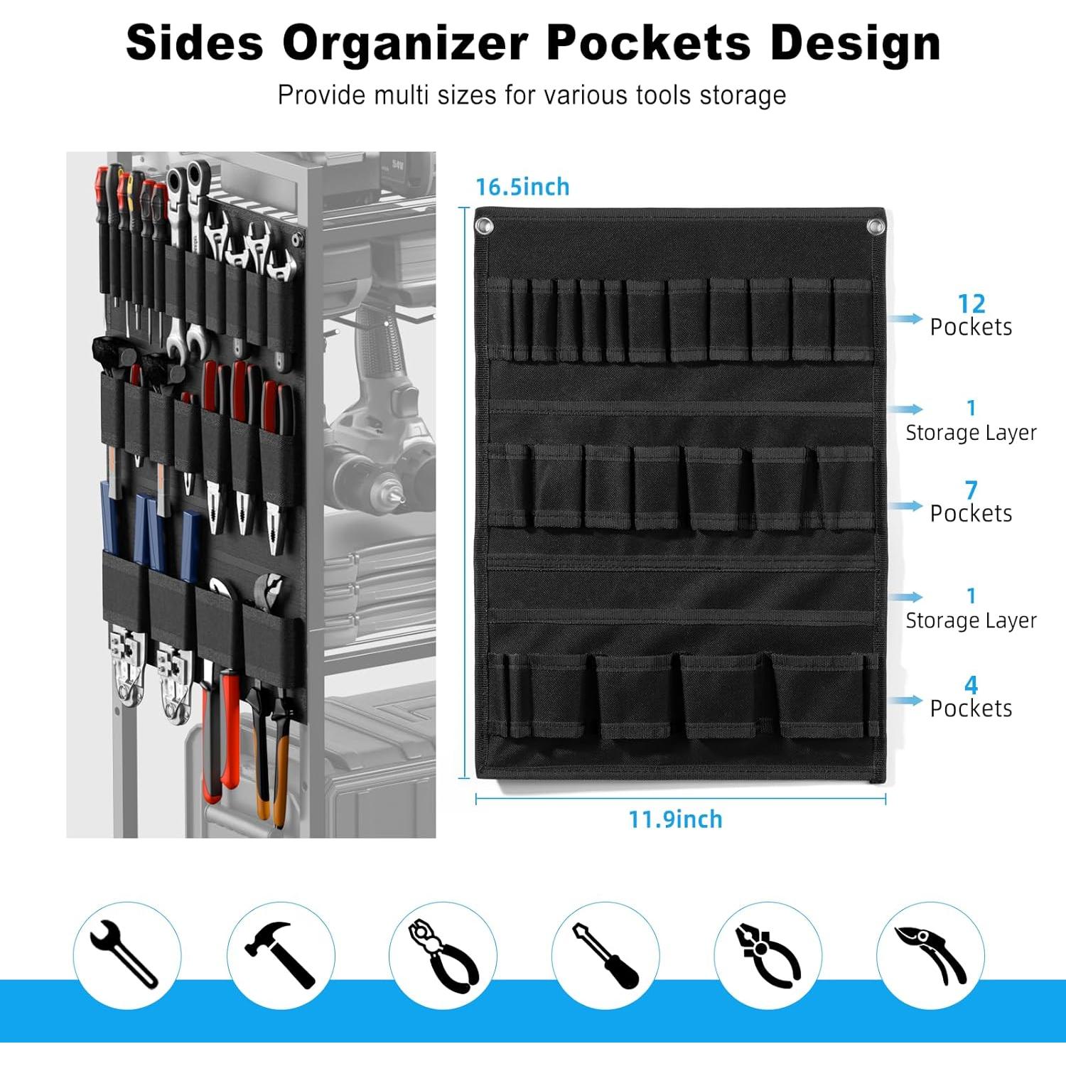 Carro Organizador de Herramientas JUNNUJ con Estación de Carga 8 Salidas