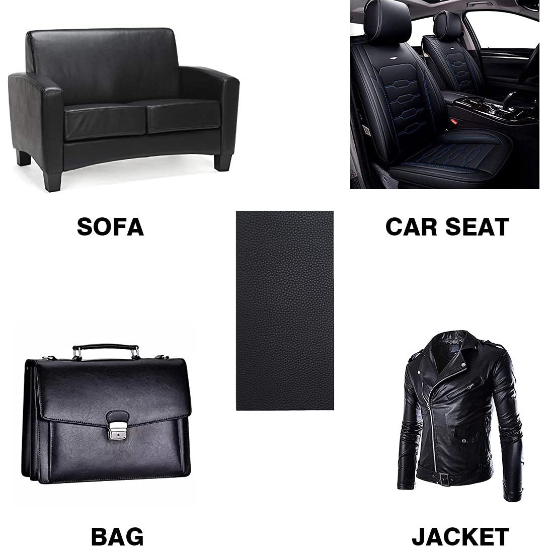 Kit de Reparación de Cuero Vowcarol 2 Piezas Negro para Sofás y Coches