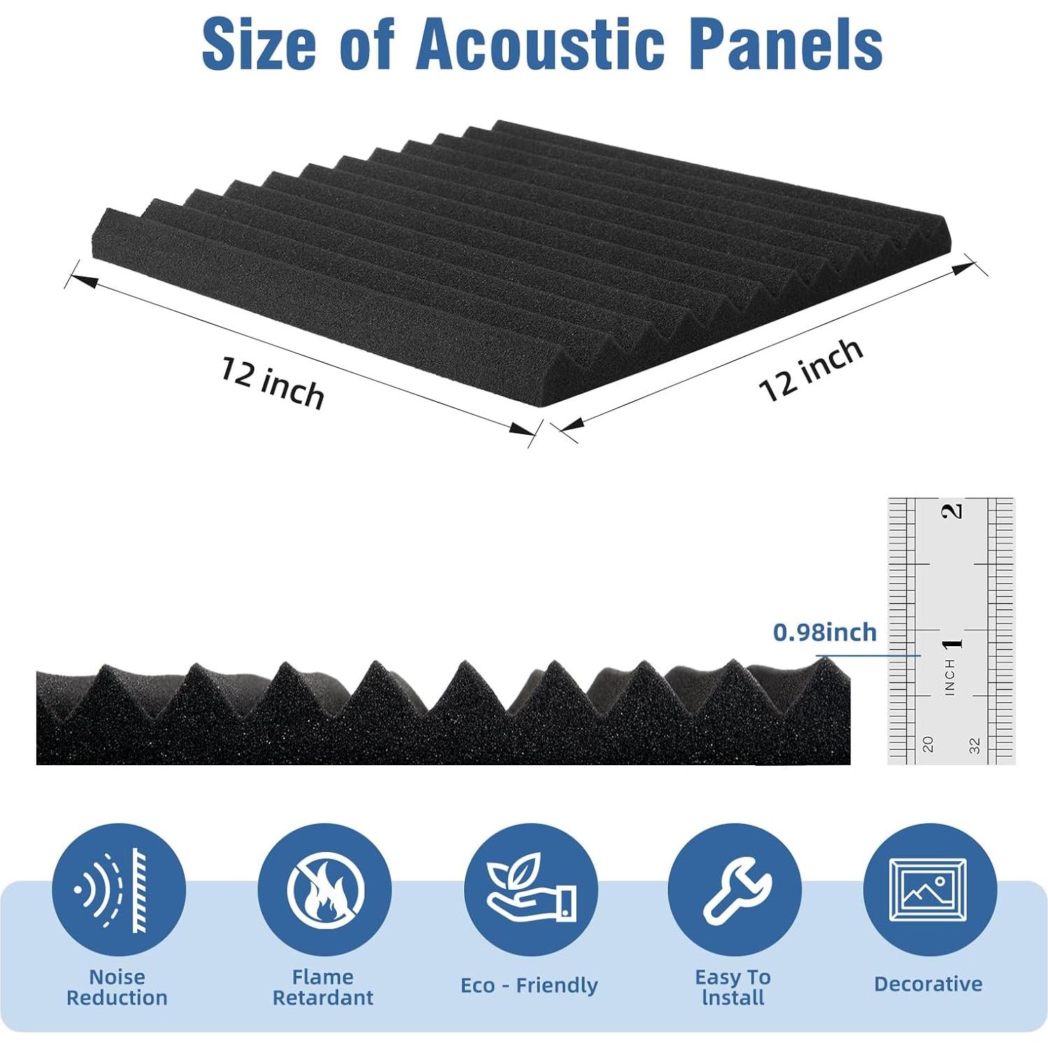 Paquete de 100 Paneles de Espuma Acústica Aislantes 30.48 cm
