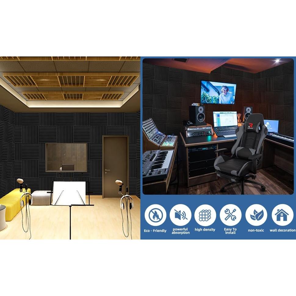 Paquete de 100 Paneles de Espuma Acústica Aislantes 30.48 cm