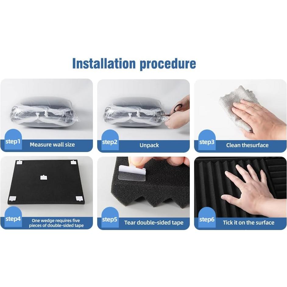 Paquete de 100 Paneles de Espuma Acústica Aislantes 30.48 cm