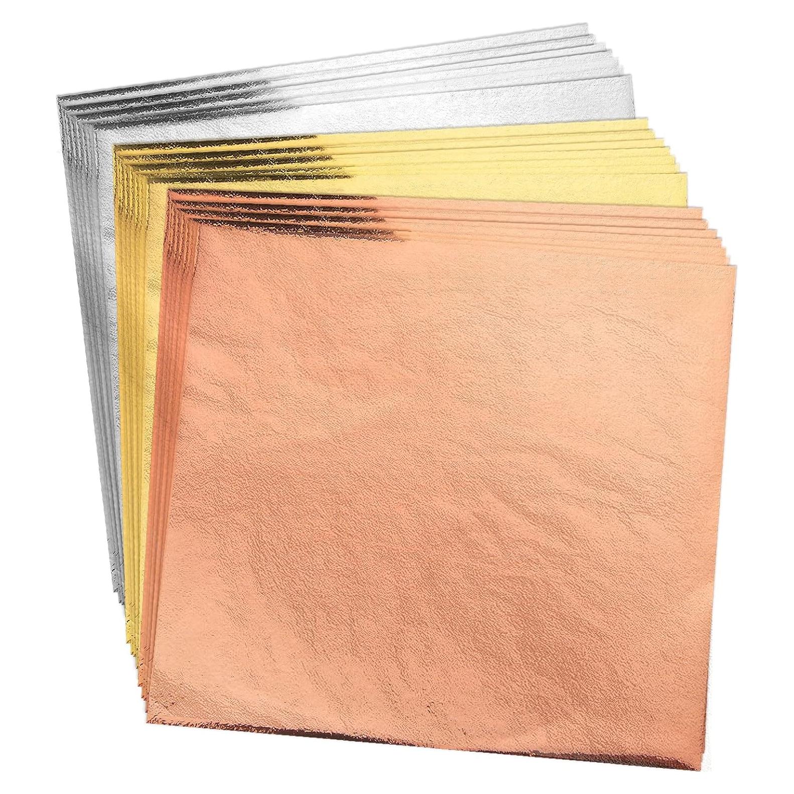 200 Hojas de Oro Imitación Bubimon - Oro, Rosa y Plata