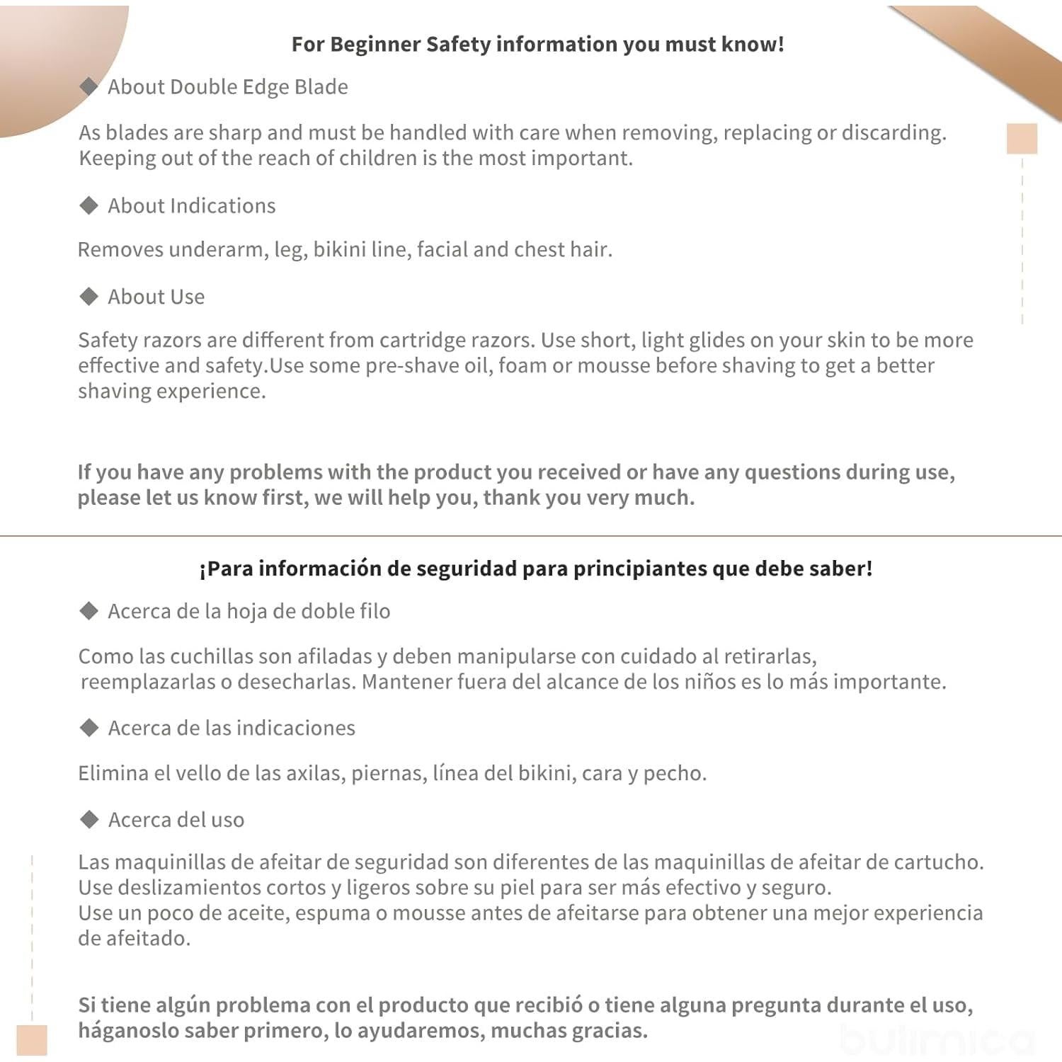 Razor de Seguridad BULIMICA Doble Bisel Negro Gris con 10 Cuchillas