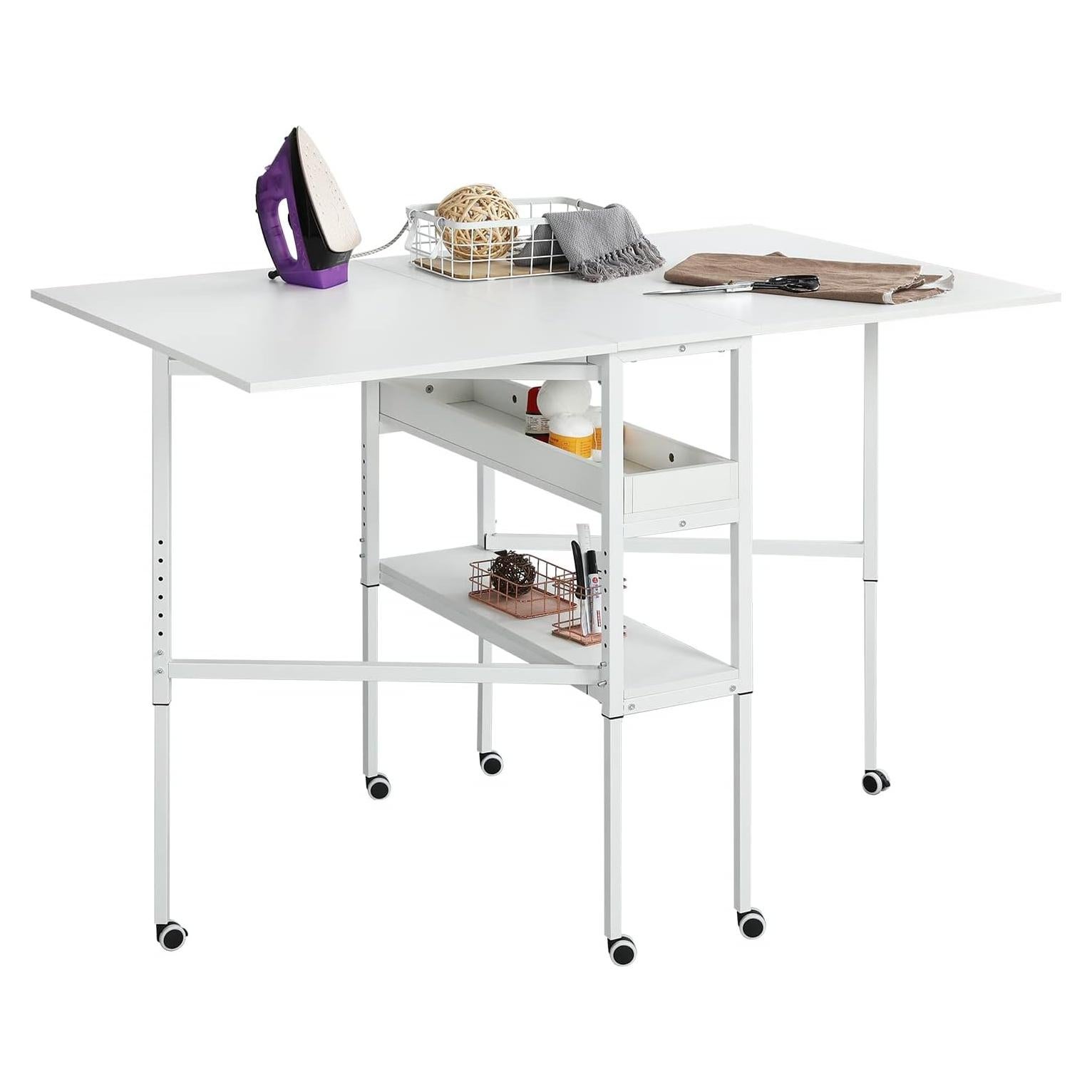 Mesa de Manualidades Ajustable MELLCOM con Estantes 146.1x90.2cm