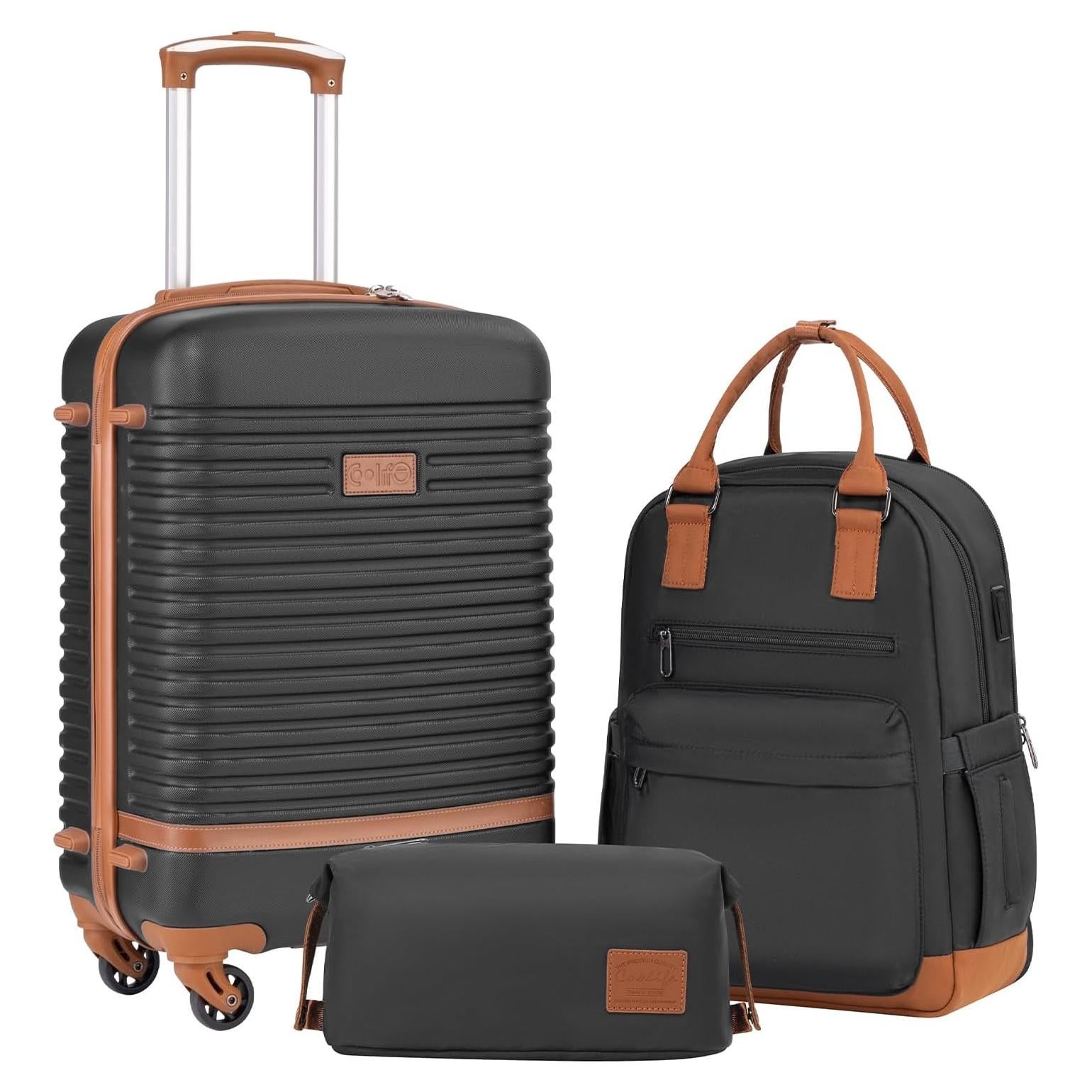 Conjunto de Maletas Coolife 3 Piezas Equipaje Negro