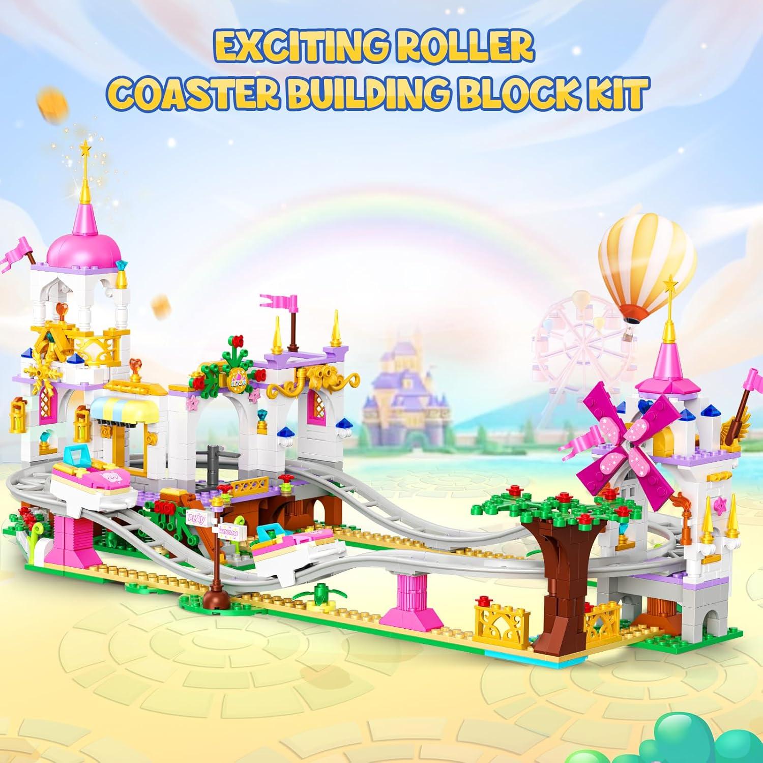 HOGOKIDS Kit de Construcción Montaña Rusa 711 Piezas Rosa