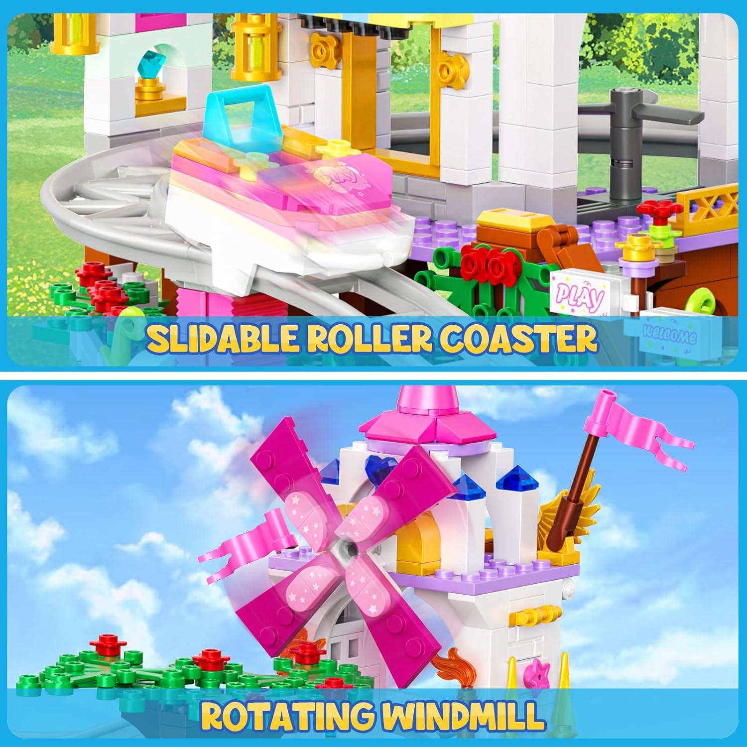 HOGOKIDS Kit de Construcción Montaña Rusa 711 Piezas Rosa