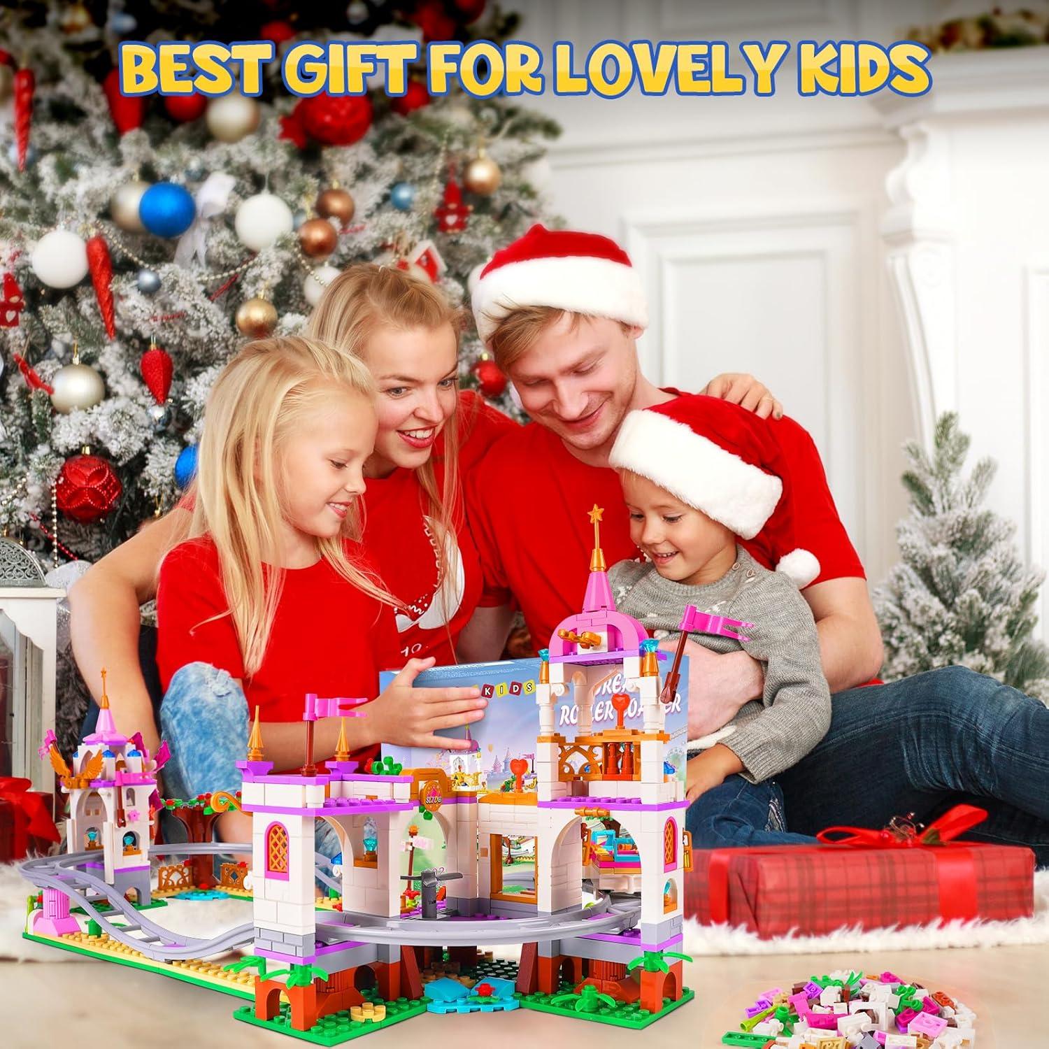 HOGOKIDS Kit de Construcción Montaña Rusa 711 Piezas Rosa