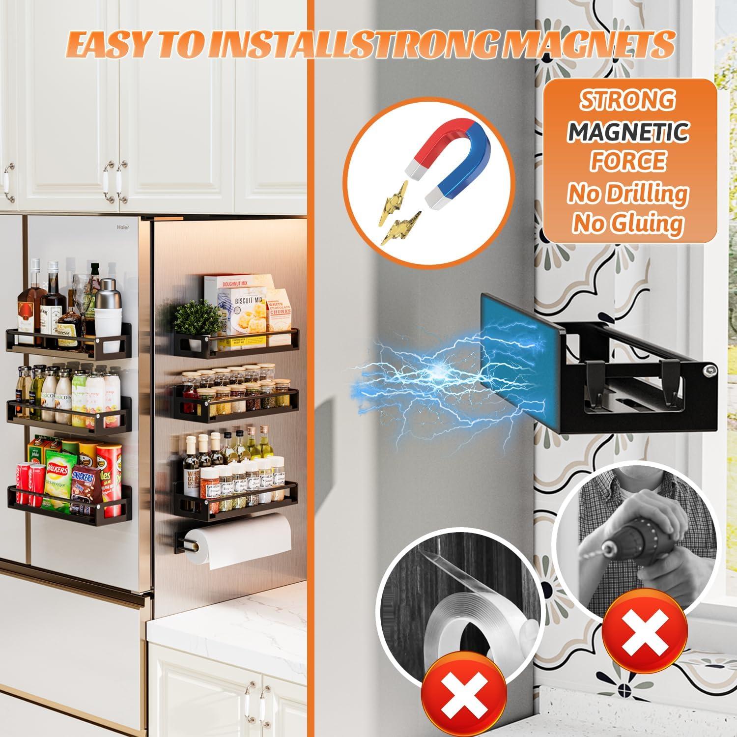 Organizador de Especias Magnético Adoymiro 5 Estantes Negro