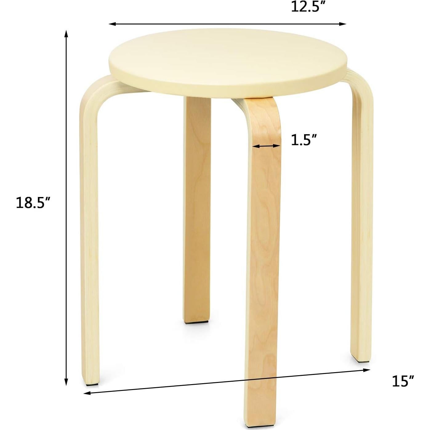 Juego de 4 Taburetes de Madera Curvada Julimoon Beige