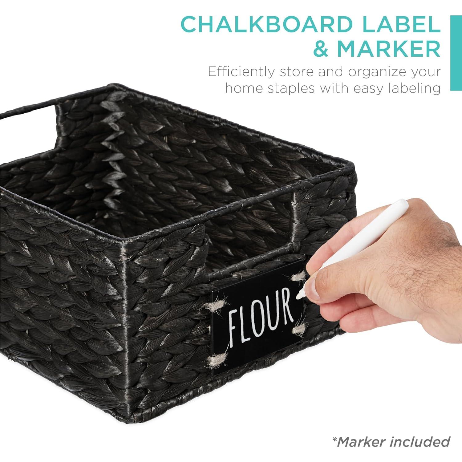 Conjunto de 4 Cestas de Jacinto de Agua 22.86x30.48cm - Negro