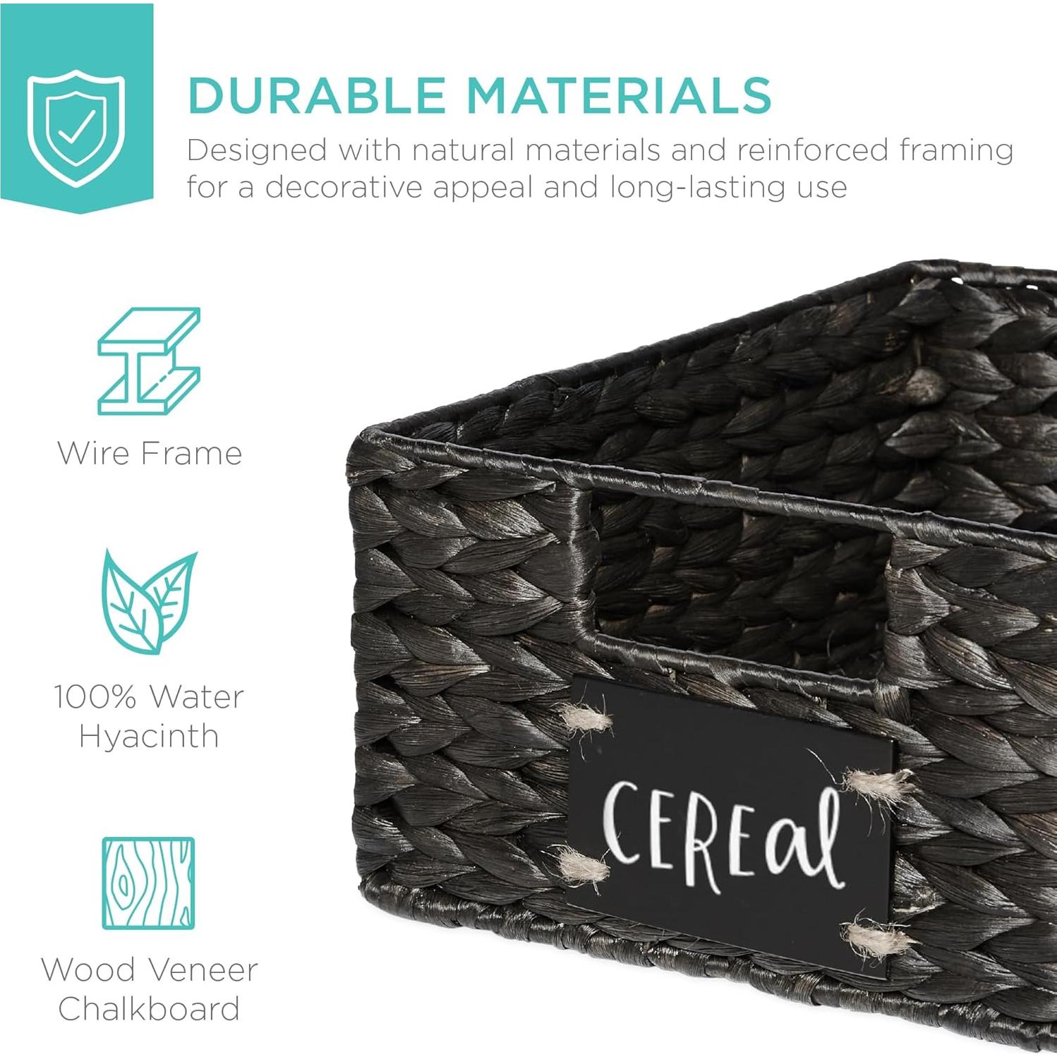 Conjunto de 4 Cestas de Jacinto de Agua 22.86x30.48cm - Negro