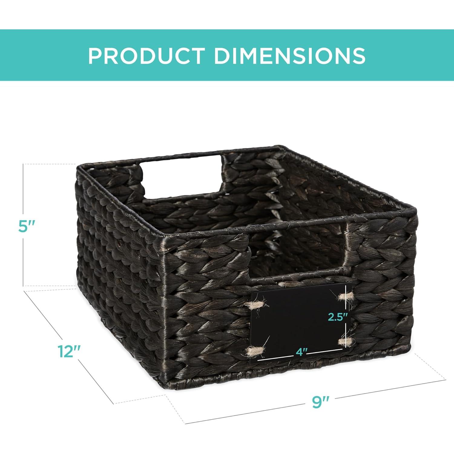 Conjunto de 4 Cestas de Jacinto de Agua 22.86x30.48cm - Negro