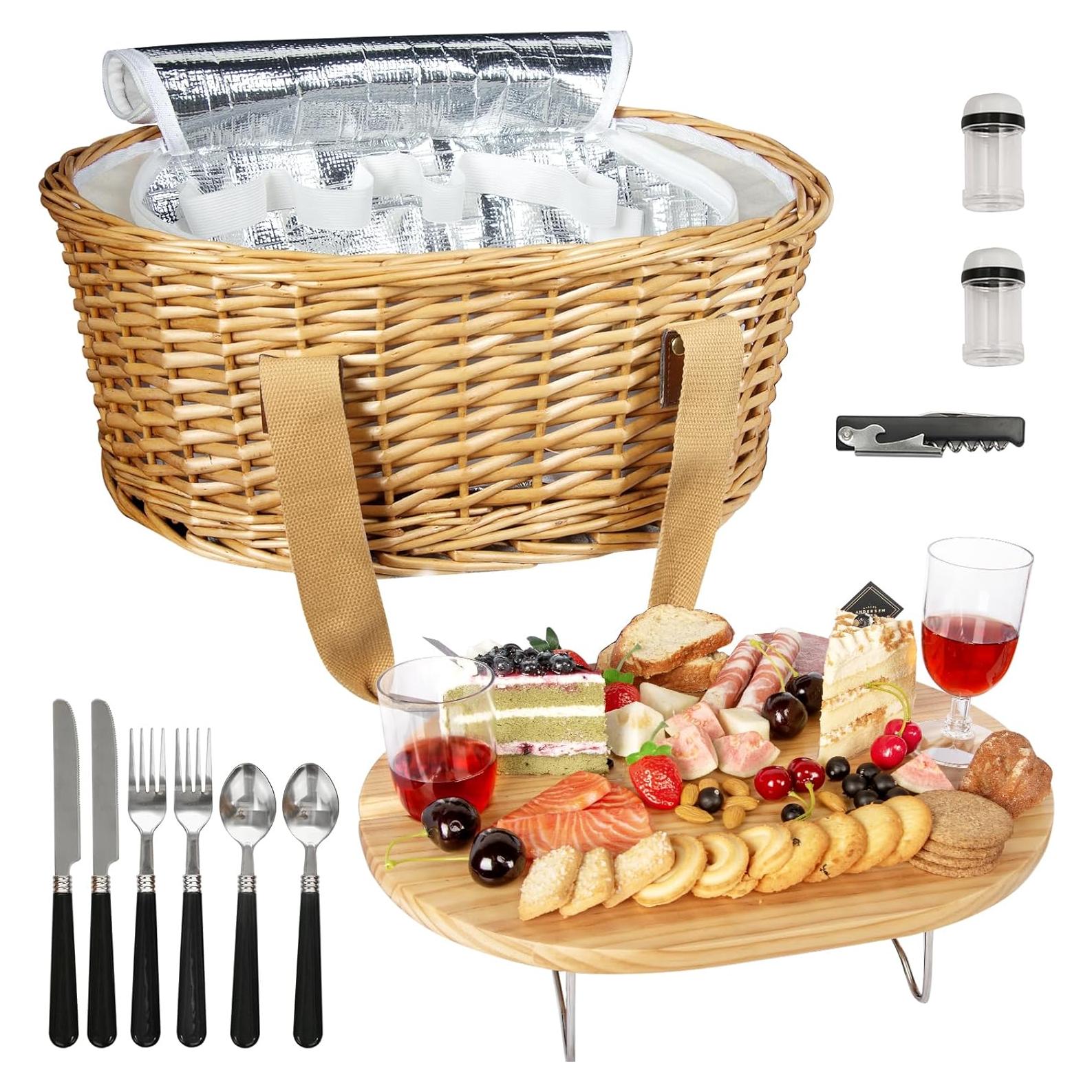 Cesta de Picnic de Mimbre Hap Tim para 2 Personas con Mesa