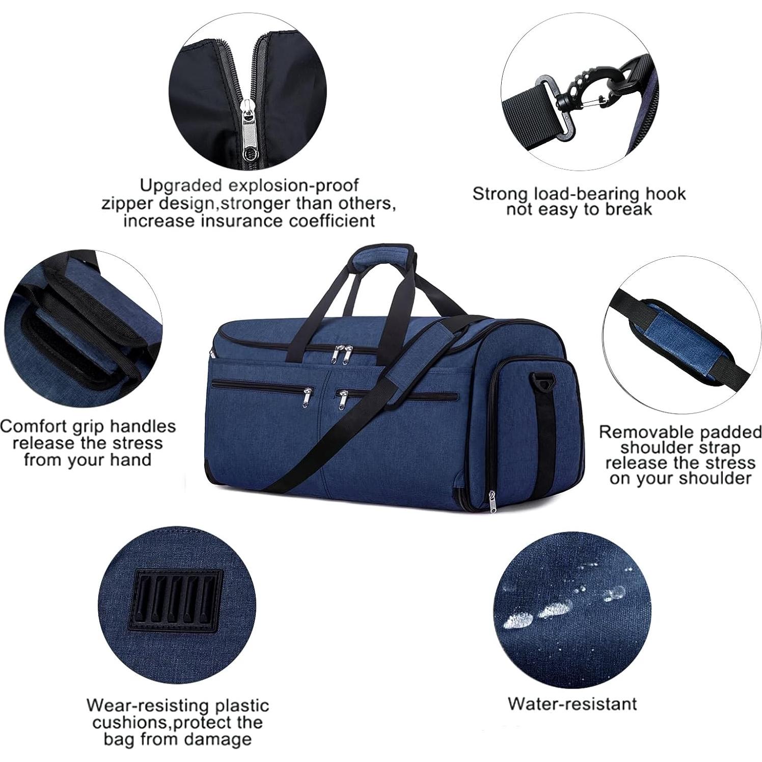 Bolsa de Ropa de Mano Bukere 2 en 1 Azul 55L para Viajar