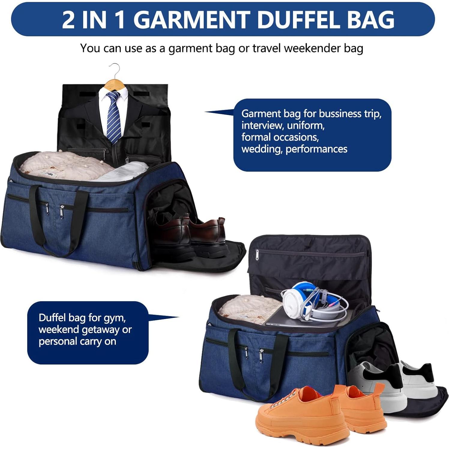 Bolsa de Ropa de Mano Bukere 2 en 1 Azul 55L para Viajar