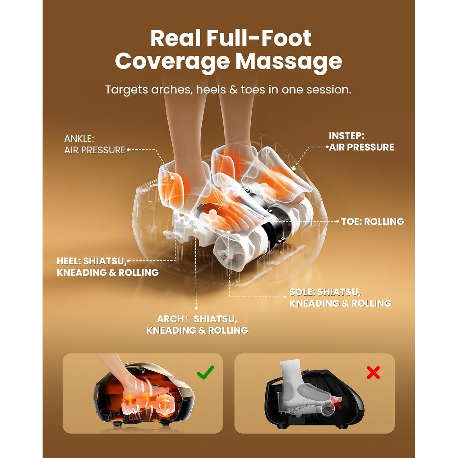 Masajeador de pies eléctrico Bob y Brad 721 con calor y control remoto