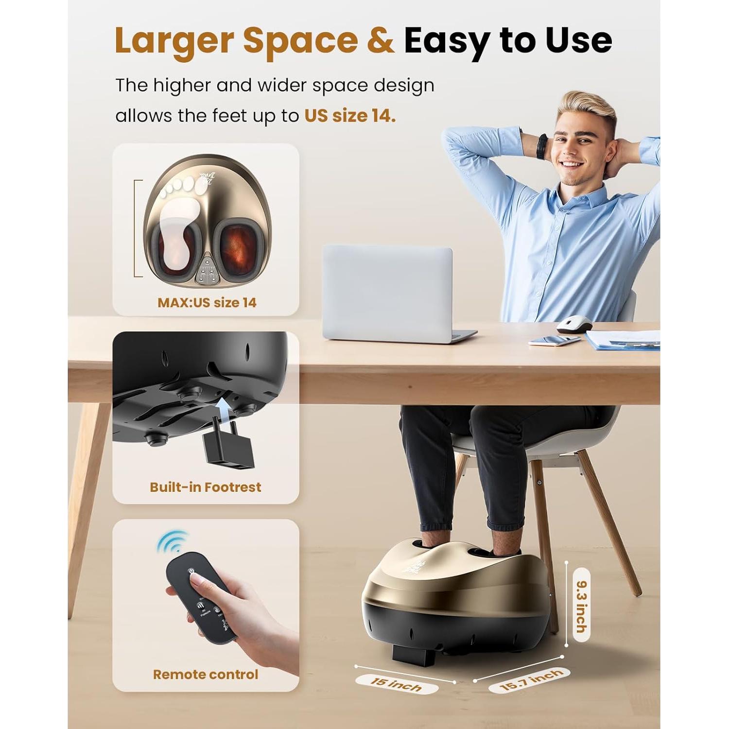 Masajeador de pies eléctrico Bob y Brad 721 con calor y control remoto